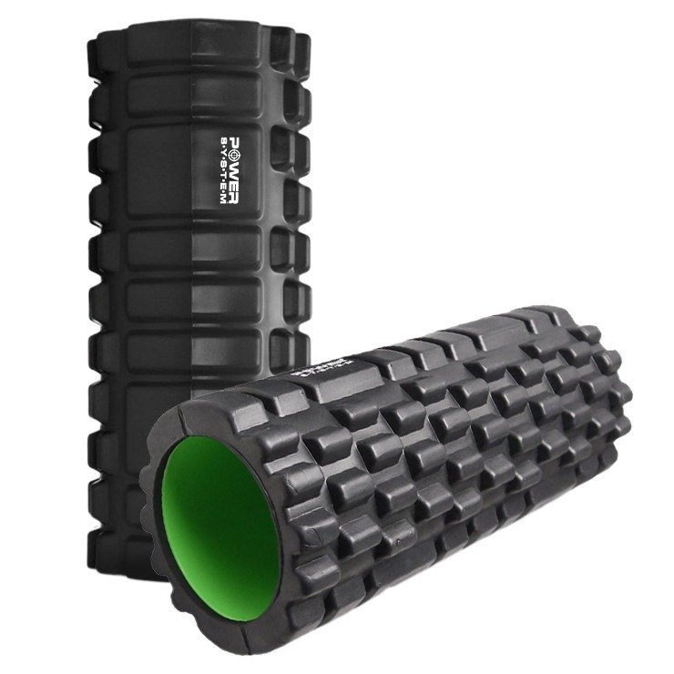 Масажний ролик (роллер) Power System PS-4050 Fitness Foam Roller Black/Green (33x15см.) - фото 1 - id-p2117535164