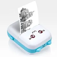 Принтер детский аккумуляторный термопринтер с Bluetooth Mini printer Cat Ears 8499 бело-синий