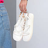Білі модні жіночі босоніжки плетінка низький хід колір на вибір взуття жіноче, фото 8