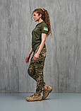 Тактичні демісезонні жіночі камуфляжні штани піксель з наколінниками, фото 2