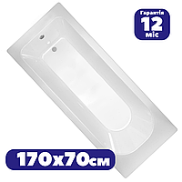 Прямокутна акрилова ванна 170х70х55 см пристінна рівна Sydney біла з ніжками та панеллю якісна Гарантія 12 м