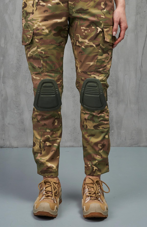 Жіночі камуфляжні армійські штани тактичні карго з наколінниками, фото 1