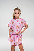 Розовая пижама для девочек из принтованого супер софта с 128 по 170 рост