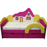 Дитяче ліжко з матрацом Ribeka Будиночок для дівчинки Рожевий (09K038)