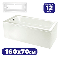 Прямоугольная акриловая ванна 160х70 см пристенная Granada белая с ногами и панелью качественная Гарантия 12м