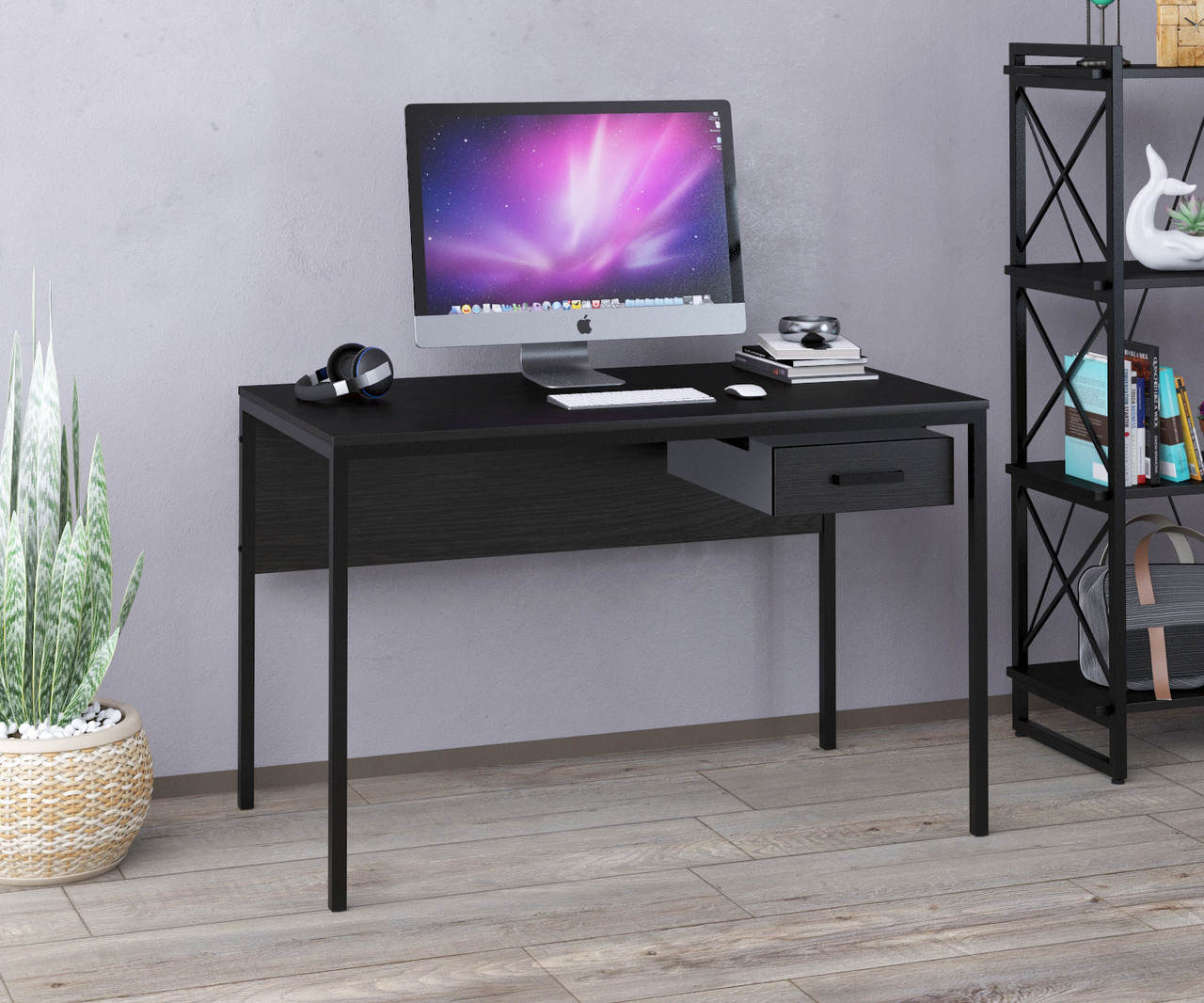 Письмовий стіл LD L-2p із ящиком Венге Луїзіана. Комп'ютерний стіл для дому та офісу з ящиками, фото 1