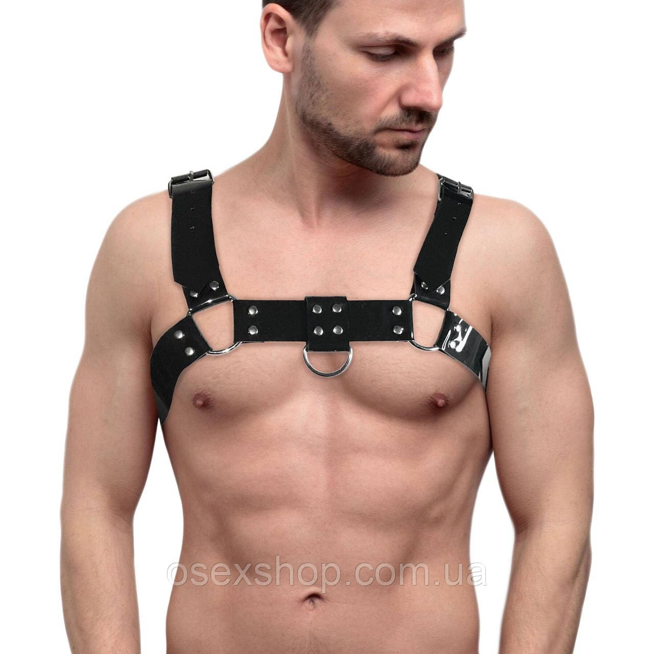 Чоловіча портупея на груди Feral Feelings — Bulldog Harness Black