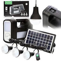 Автономна портативна система освітлення на сонячній батареї + Повербанк + Фонарик Solar GDLite GD-8017