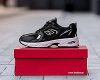 Мужские кроссовки New Balance 530 Black черно белые повседневные кожаные кроссовки спортивные кросы нью баланс