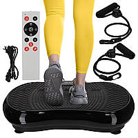 Віброплатформа для тренувань 4FIZJO Pro+ з пультом та еспандерами Black (P-5907739319524)