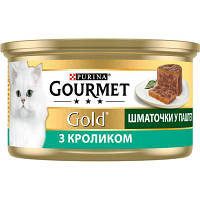 Паштет для котів Purina Gourmet Gold. З кроликом. Шматочки в паштеті 85 г 7613033706271 n