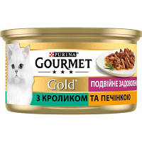 Влажный корм для кошек Purina Gourmet Gold. Двойное удовольствие с кроликом и печенью 85г 7613031381081 n