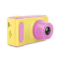 Дитячий цифровий фотоапарат протиударний Smart Kids Camera V7 Жовтий/Рожевий+Карта 16Гб