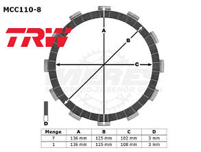 TRW MCC110-8 HONDA CBR 600/900,CBF 600,VFR 800,CB 600/900, KTM DUKE 390,SUZUKI GSF650, фото 3