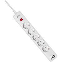 Сетевой фильтр питания 2E 5XSchuko, 3G*1.5мм, 3*USB-A, 2м, white 2E-SP515M2USBWH n