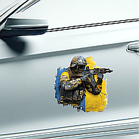 Наклейка на кузов с бойцом ВСУ 30x30см - водостойкое оформление