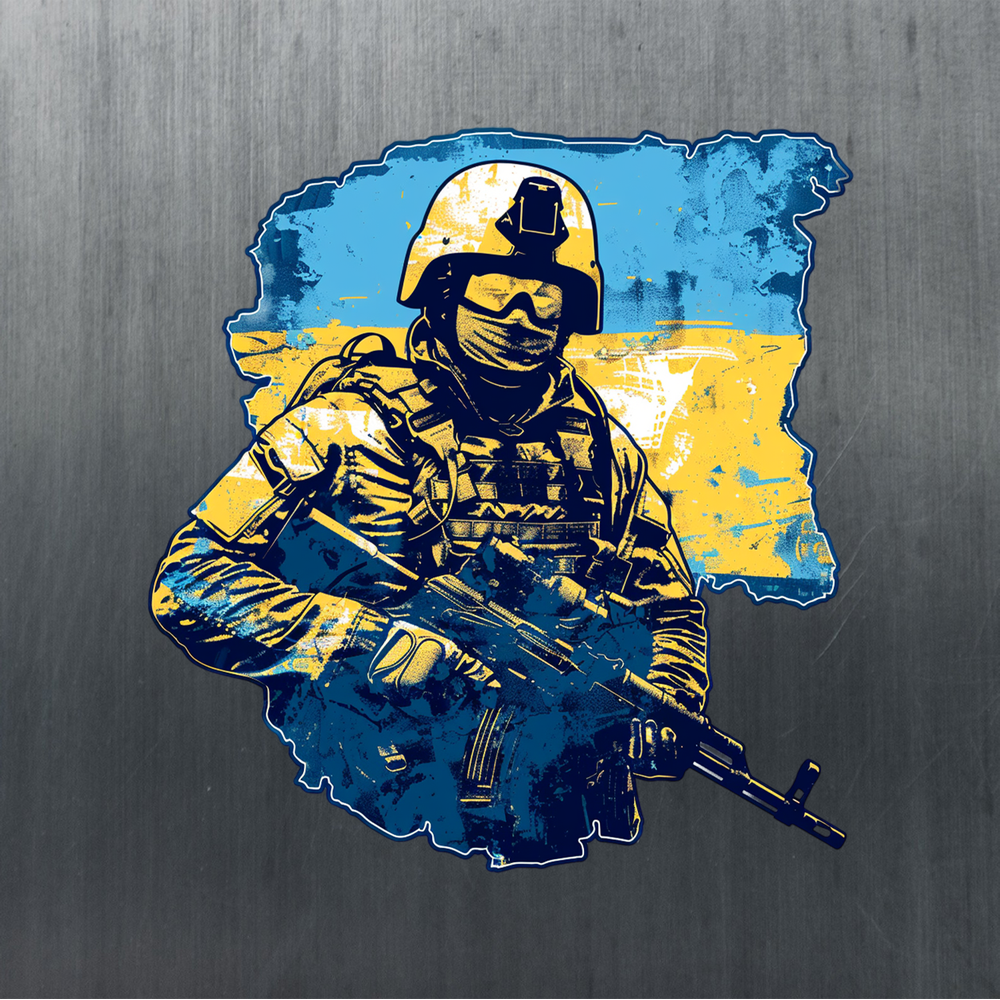 Автонаклейка з воїном України 50x50см для скла та кузова.