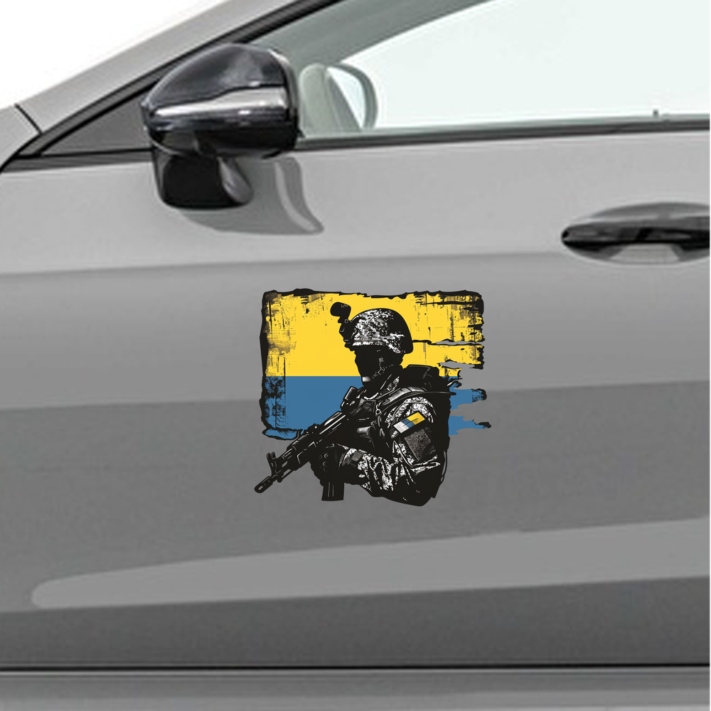 Водостійка вінілова наклейка ЗСУ 15x15см - декор на капот.
