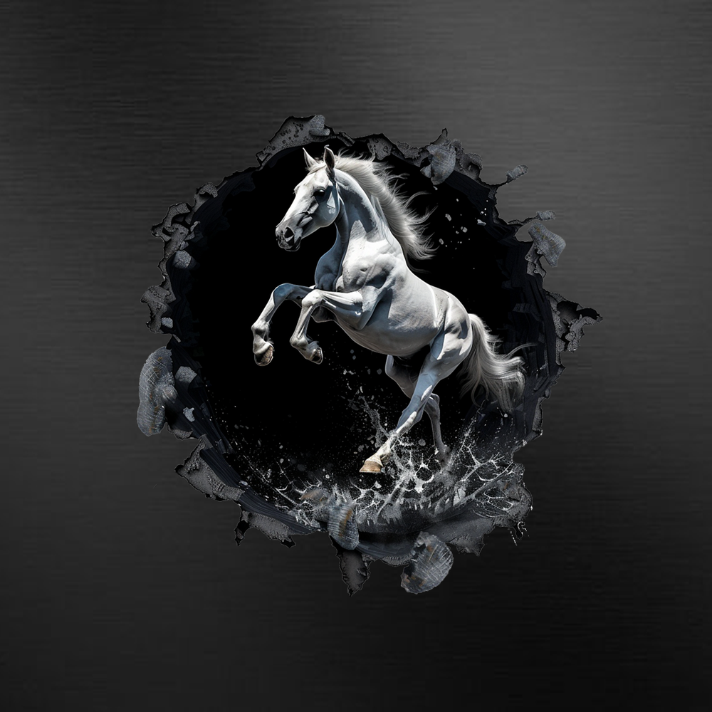 Наклейка на машину "Білий скакун" 3D, Оракал 30x30 см