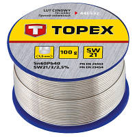 Припой для пайки Topex оловянный 60%Sn, проволока 1.5 мм,100 г 44E532 n
