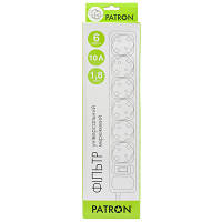 Сетевой фильтр питания Patron 1.8m SP-1062W, 6 розеток White EXT-PN-SP-1062W n