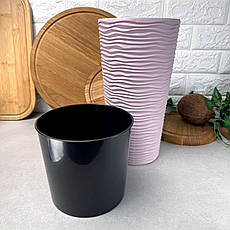 Високе кашпо зі вставкою та хвилястою поверхнею d16*30см 2л, Фьюжн Фрезія Алеана, фото 3