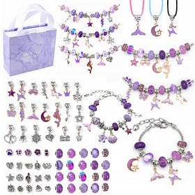 Дитячий набір для створення браслетів шарм та прикрас в подарунковій коробочці Фіолетовий (60136)
