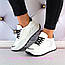 Жіночі кросівки на шнурівці шкіряні, білі  К 1445, фото 2
