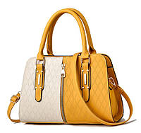 Женская сумка на плече черно-белая женская сумочка экокожа белая черная Желто-белый Toyvoo Жіноча сумка на