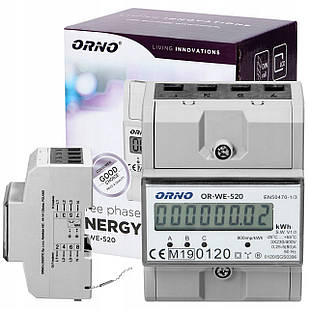 Лічильник електроенергії 3F 80A OR-WE-520 на DIN-рейку TH-35 ORNO