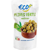 Оливки цілі з кісточками Еко Плюс ECO+ Olives Vertes Entieres 400 г Греція