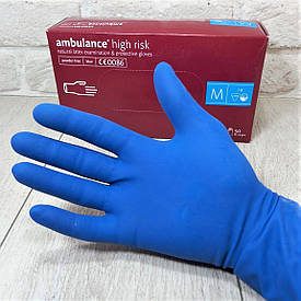 Перчатки резиновые "Амбулатория" размер М (Прочные) 25 пар Синие