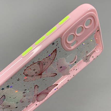Чохол для Motorola E30 чохол з метеликами із захистом камери на телефон моторола мото е30 рожевий a0i, фото 2