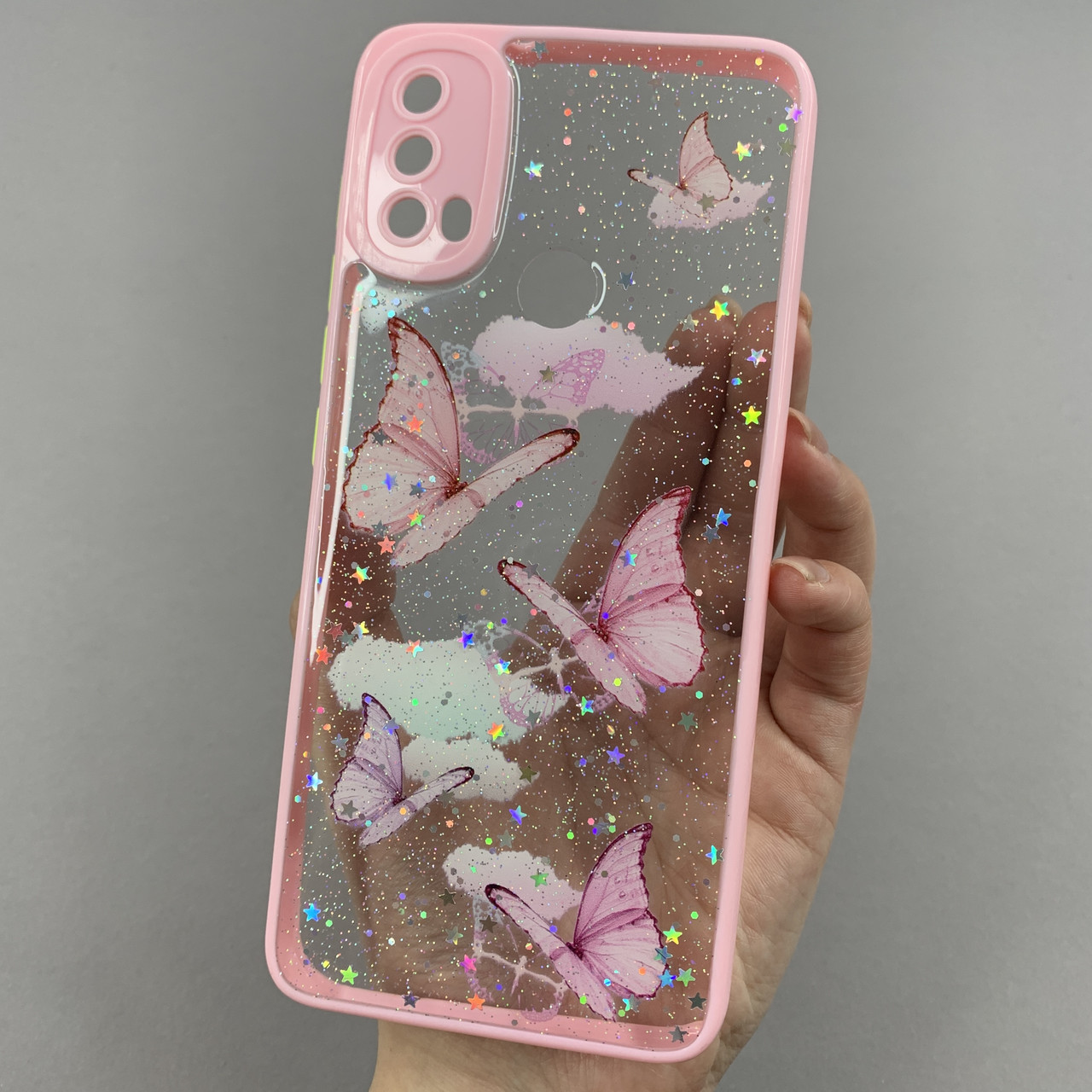 Чохол для Motorola E30 чохол з метеликами із захистом камери на телефон моторола мото е30 рожевий a0i