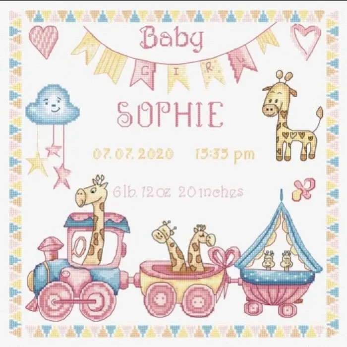LETI 935 Baby girl record. Letistitch. Набір для вишивки хрестиком, фото 1