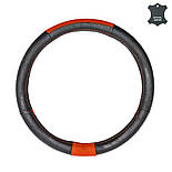 Чохол на кермо 40см L шкіряний чорно-червоний Elegant Plus EL 105 702, фото 2