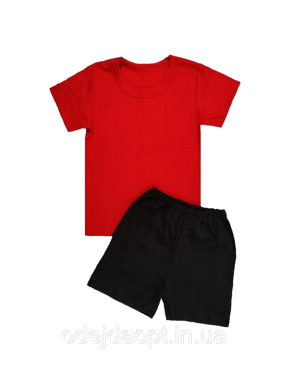 Дитячий комплект червона футболка та чорні шорти 2,3,4,5,6,7,8 років