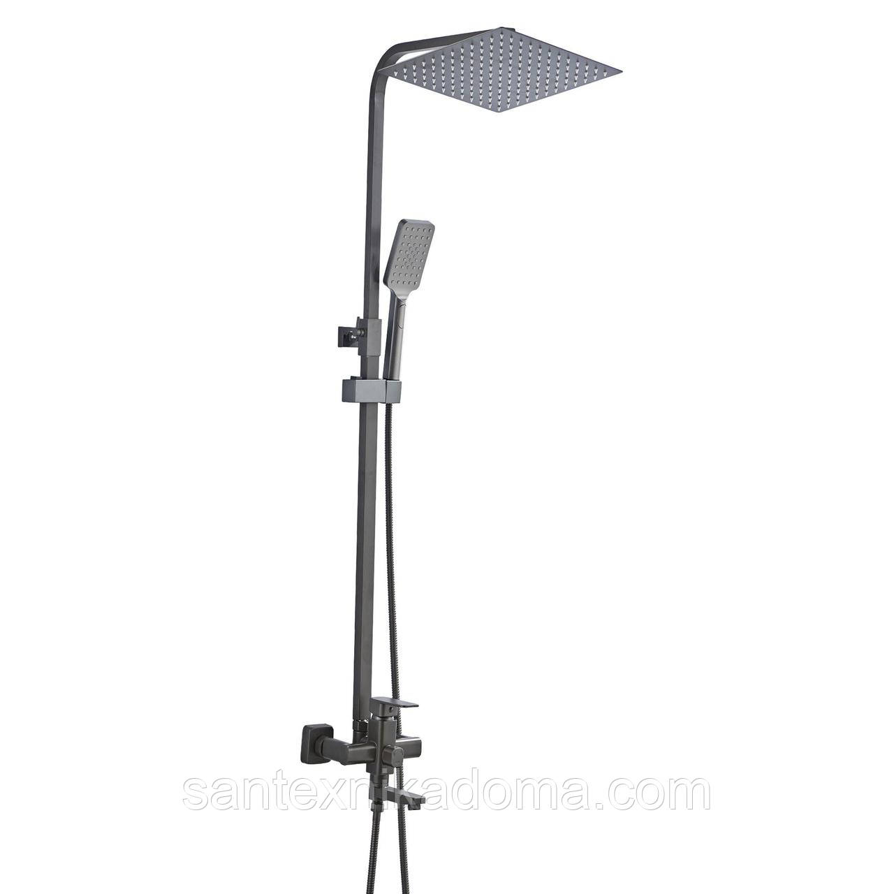 Душова система Globus Lux MILANO VAN-GLM-0026-11-Graphite лійка тропік 25*25см змішувач з виливом латунь