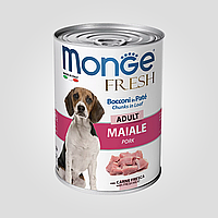 Паштет с мясными кусочками Monge Dog Wet FRESH для собак, свинина, 400 г, ж/б
