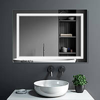 Зеркало для ванной настенное с LED подсветкой диммируемое с памятью серый 50x70 см 6500K сенсорный выключатель
