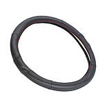 Чохол на кермо 40см L шкіряний чорний з перфорацією, масажером і червоною ниткою Elegant Plus EL 105 647, фото 2