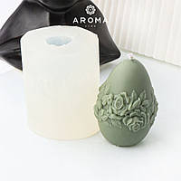 Силиконовая форма для изготовления свечей и мыла в форме пасхального яйца с цветочным узором