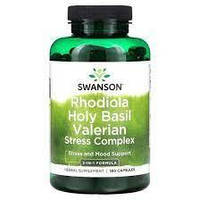 Rhodiola Holy Basil Valerian Stress Complex Swanson, 180 капсул