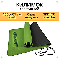 Двосторонній килим для фітнесу 6 мм Килимок для гімнастики та йоги, Складний килимок для залу