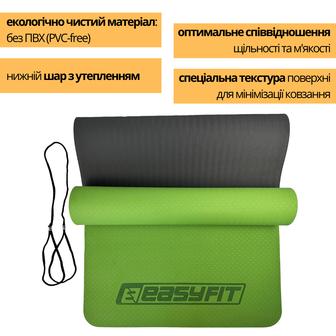 Двусторонний ковер для фитнеса 6 мм Коврик для гимнастики и йоги, Складной коврик для зала - фото 2 - id-p2125733674