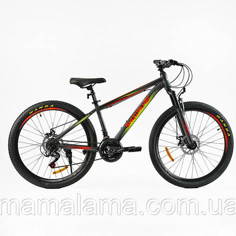 Велосипед для дорослого, 26 дюймів, Темно-Сірий, на зріст 155-175 см, спортивний, рама 15 дюймів, 21 швидкість, SW-26333, фото 2