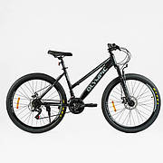 Велосипед для дорослих та підлітків, 26 дюймів, на зріст 155-175 см, Чорний, рама 17 дюймів, 21 швидкість, LP-26025