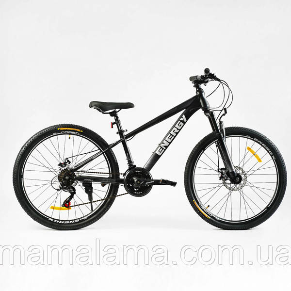 Велосипед  спортивний для підлітка зростом 135-160 см, 26 дюймів, Чорний, рама 13 дюймів, 21 швидкість, EN-26849