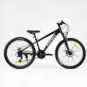 Велосипед  спортивний для підлітка зростом 135-160 см, 26 дюймів, Чорний, рама 13 дюймів, 21 швидкість, EN-26849