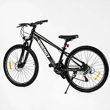 Велосипед  спортивний для підлітка зростом 135-160 см, 26 дюймів, Чорний, рама 13 дюймів, 21 швидкість, EN-26849, фото 2
